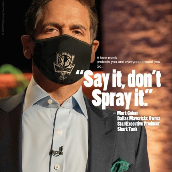 Mark Cuban, American entrepreneur and owner of the NBA's Dallas Mavericks, stars in a global campaign to promote the use of face masks to reduce the spread of COVID-19.